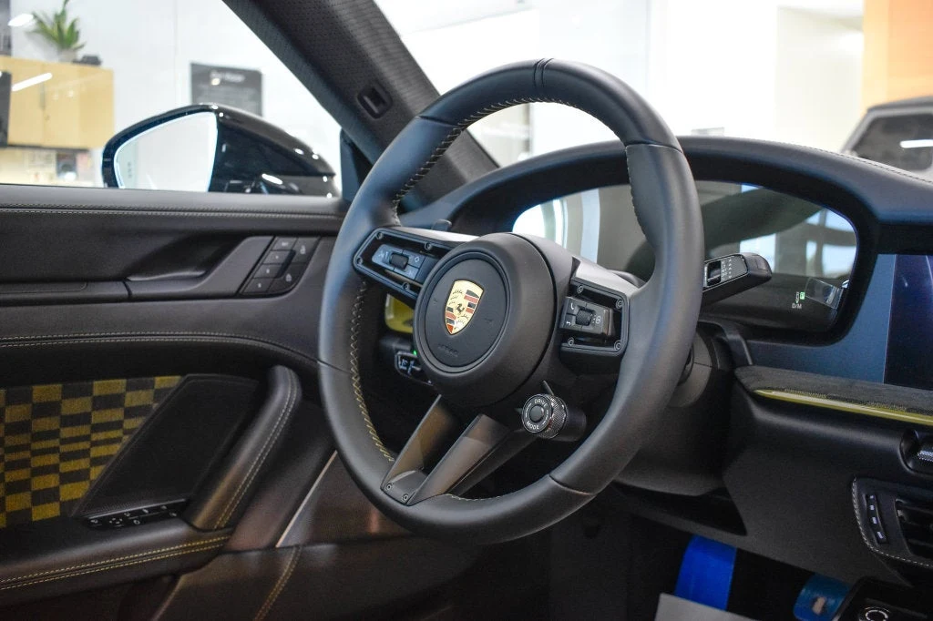 2026 Porsche 911 Spirit 70 interior, Basalt Black/Olive Neo
