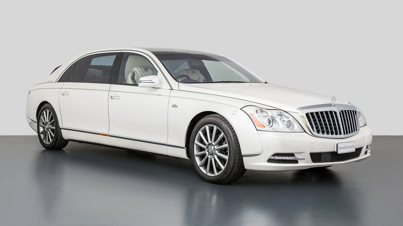 Antigua White Maybach 62 S Landaulet, full front three-quarter view