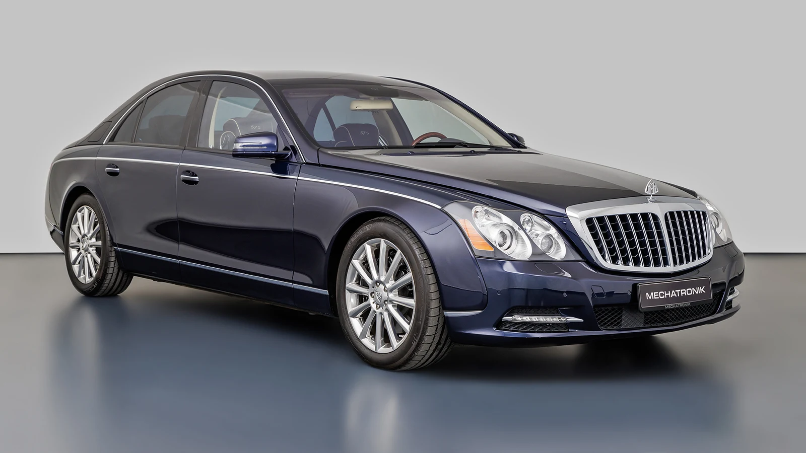 Côte d’Azur Dark Blue Maybach 57 S, full front three-quarter view