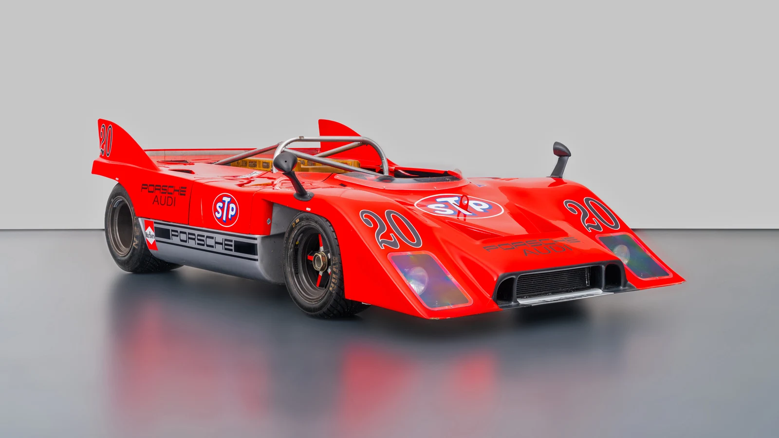 Red Porsche 917/10, full front three-quarter view
