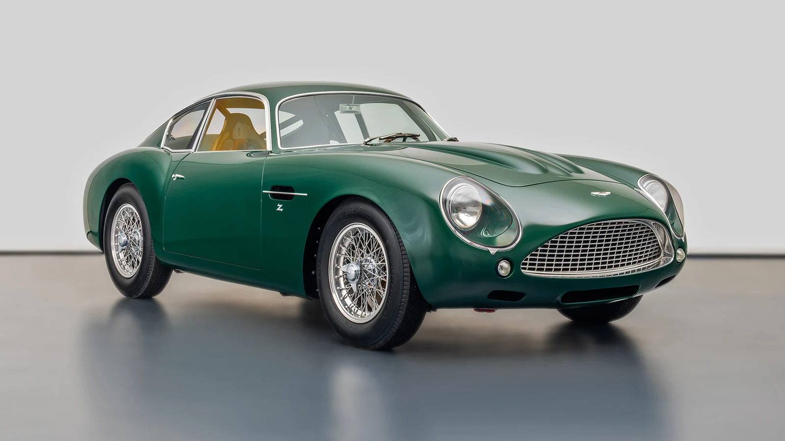 Deep Carriage Green Aston Martin DB4 GT Zagato Continuation, full front three-quarter view