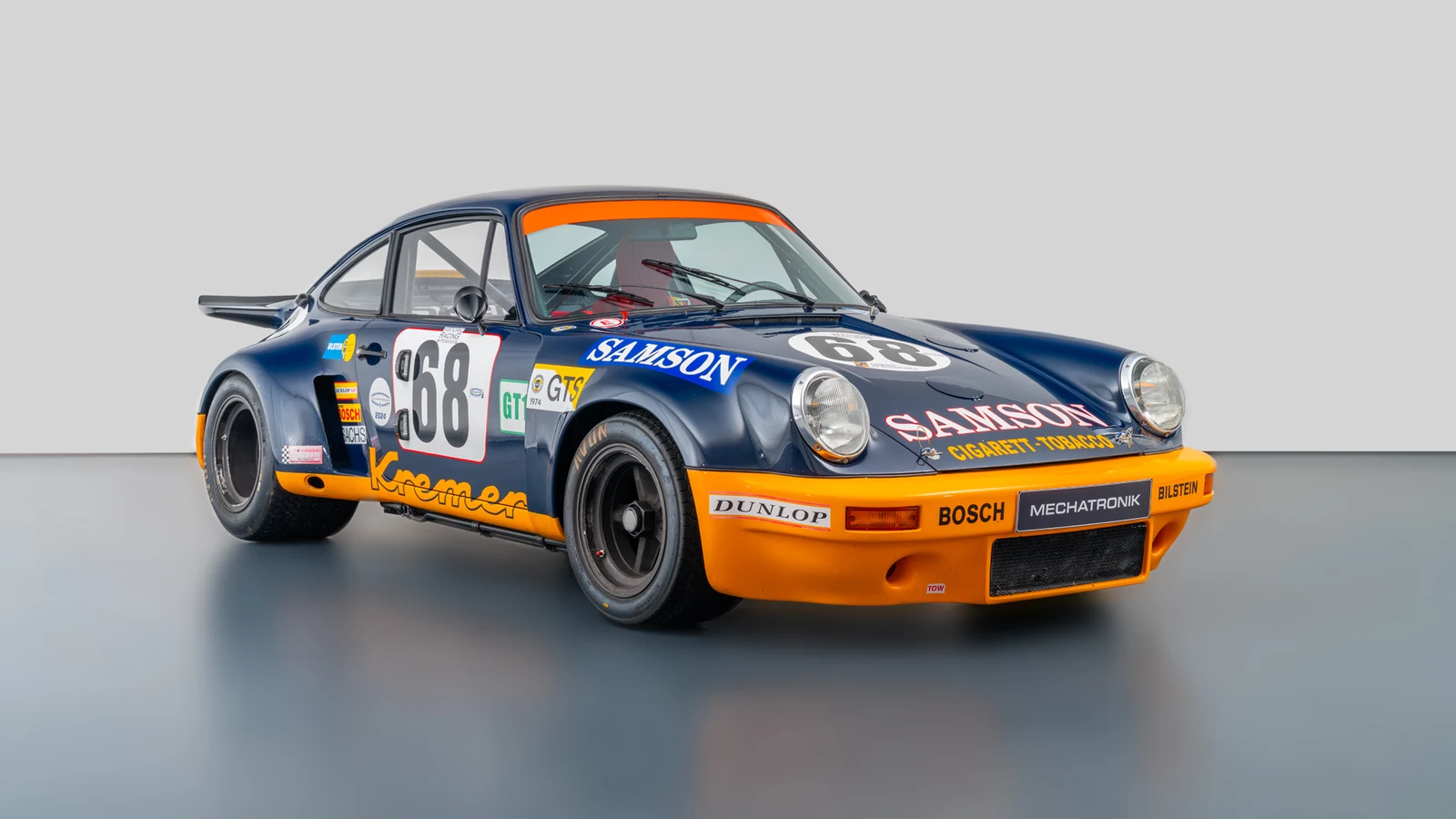 Blue Porsche 911 Carrera RSK 3.0, full front three-quarter view