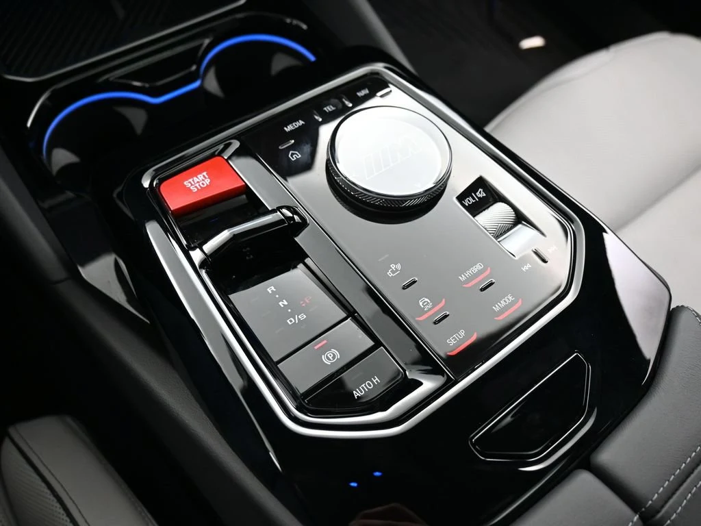 2025 BMW M5 Touring interior, center console, Silver/Black Merino Leather