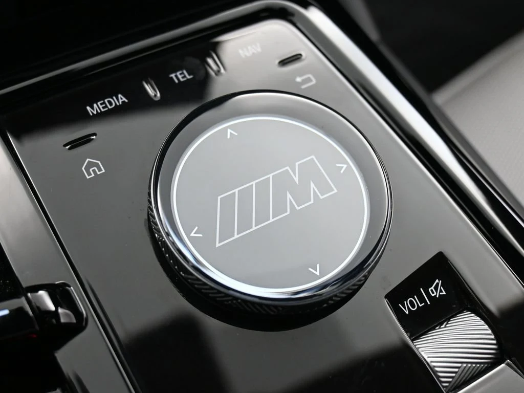 2025 BMW M5 Touring interior, center console, Silver/Black Merino Leather