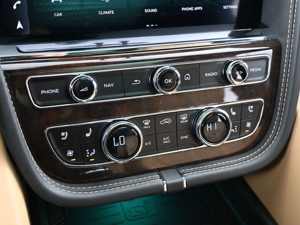 2023 Bentley Bentayga V8 interior, center console, Camel