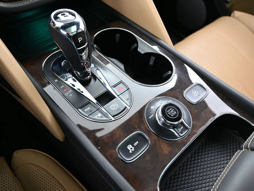 2023 Bentley Bentayga V8 interior, center console, Camel