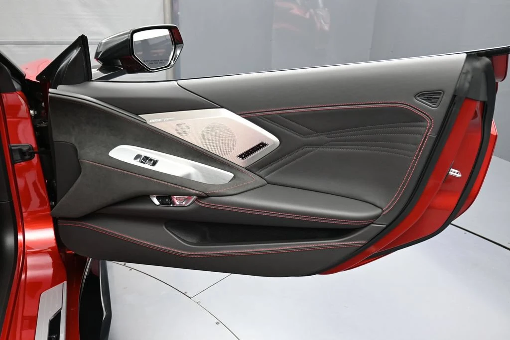 2025 Chevrolet Corvette Z06 Convertible interior, door panel, Jet Black Interior/Adrenaline Red Seats