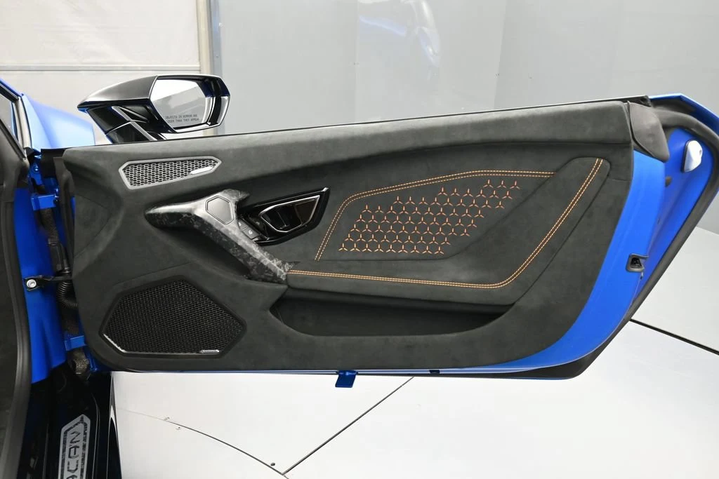 2018 Lamborghini Huracán Performante interior, door panel, Arancio Leonis/Nero Ade