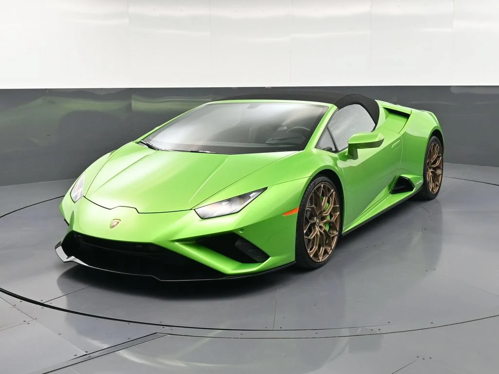 2022 Lamborghini Huracán EVO RWD Spyder for sale, front three-quarter view, Green