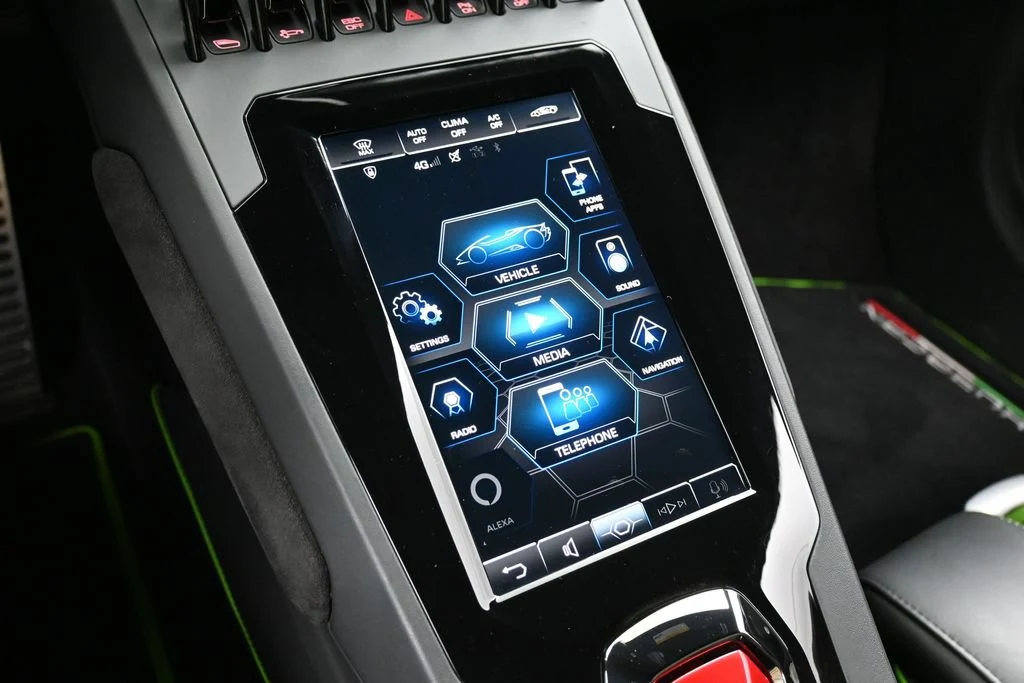 2022 Lamborghini Huracán EVO RWD Spyder interior, center console, Nero Ade