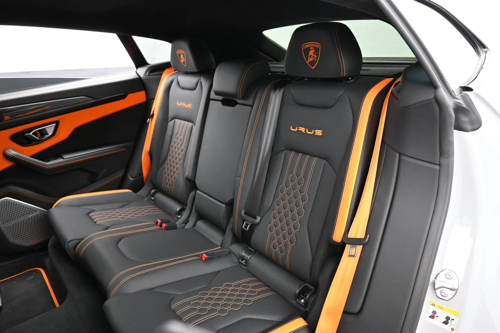 2024 Lamborghini Urus S interior, seats, Nero Ade/Arancio Leonis