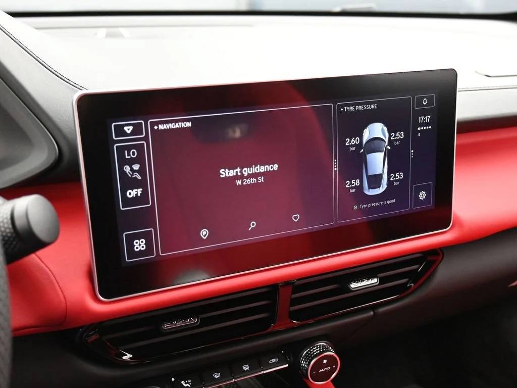 2025 Lotus Emira V6 interior, dashboard, Red Leather