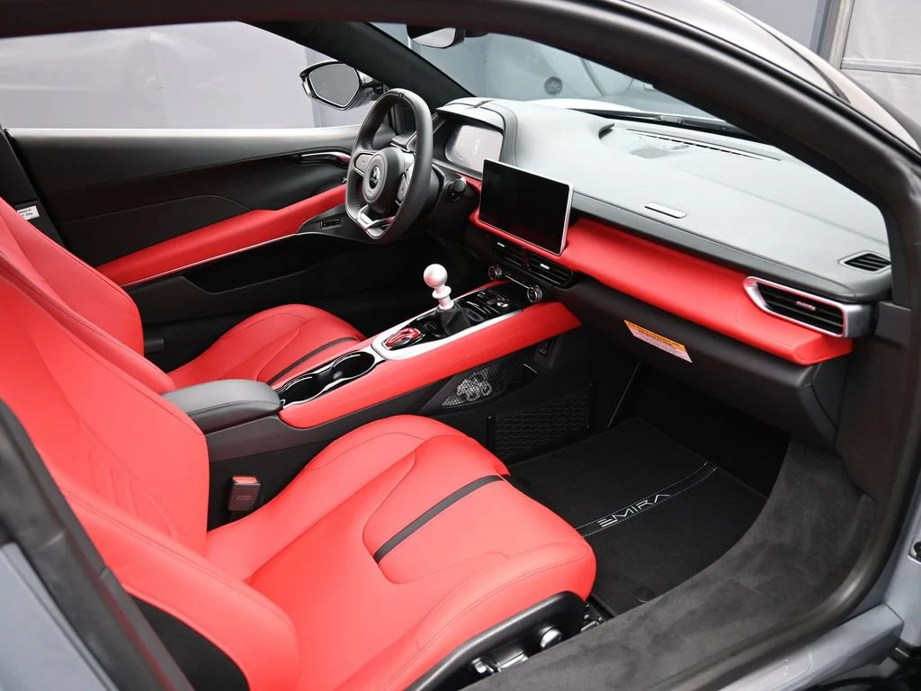 2025 Lotus Emira V6 interior, Red Leather