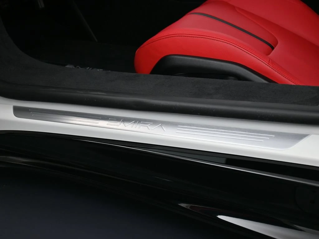 2025 Lotus Emira V6 interior, door sill, Red Leather