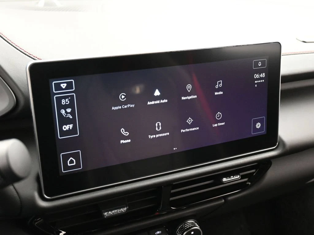 2026 Lotus Emira Turbo SE interior, Black Leather with Red Accents