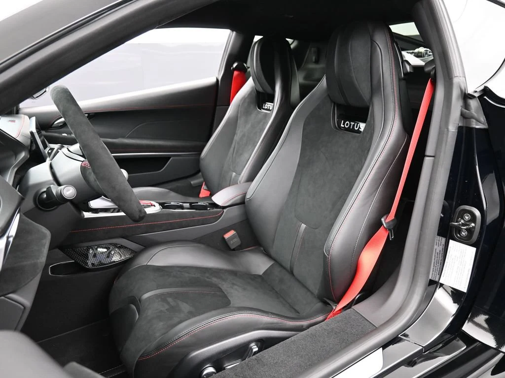 2026 Lotus Emira V6 SE Racing Line interior, seats, Black Alcantara with Red Stitch