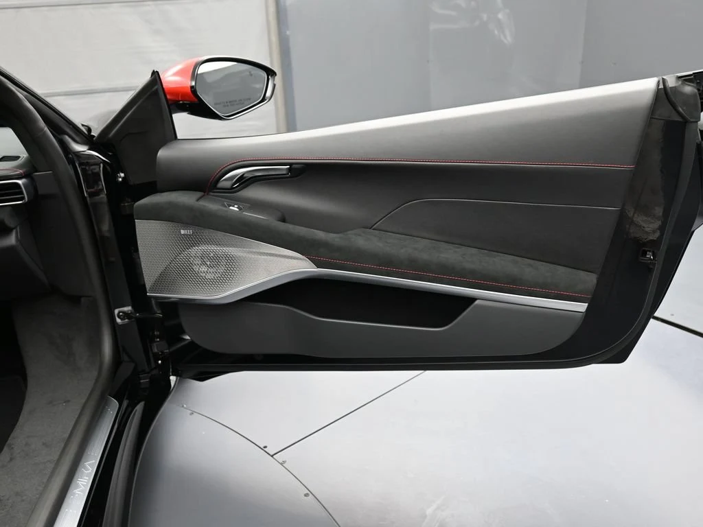 2026 Lotus Emira V6 SE Racing Line interior, door panel, Black Alcantara with Red Stitch