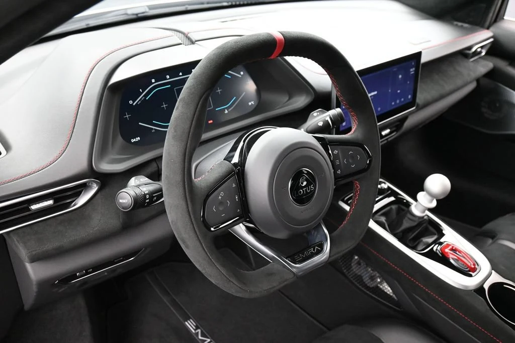 2026 Lotus Emira V6 SE Racing Line interior, Black with Red Accents