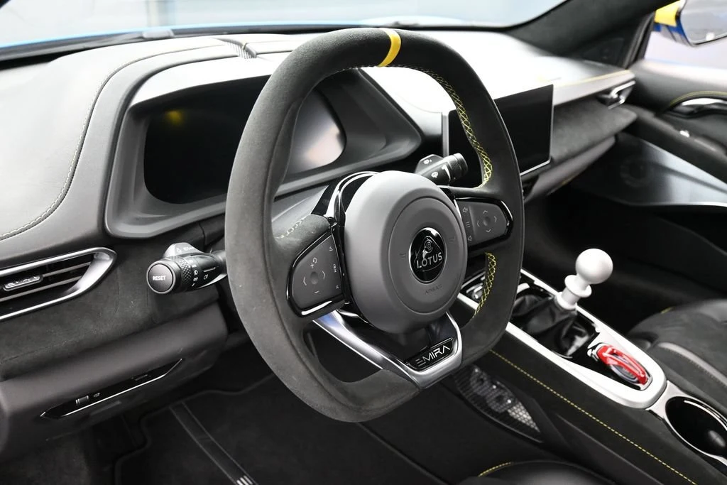 2026 Lotus Emira V6 interior, Black with Yellow Stitch