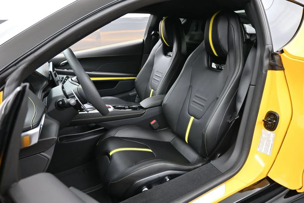 2026 Lotus Emira Turbo SE interior, seats, Black with Yellow Stitch