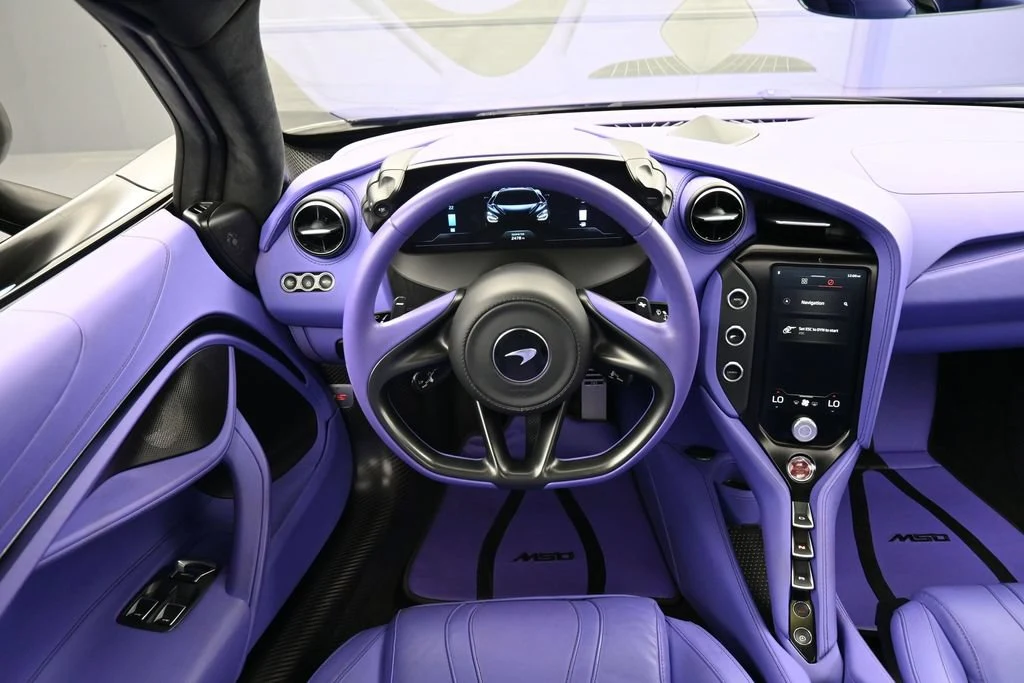 2024 McLaren 750S Spider interior, dashboard, Purple