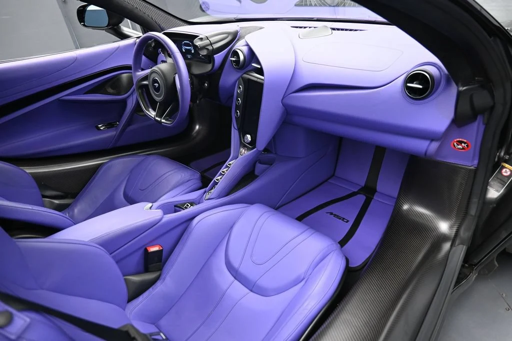 2024 McLaren 750S Spider interior, seats, Purple