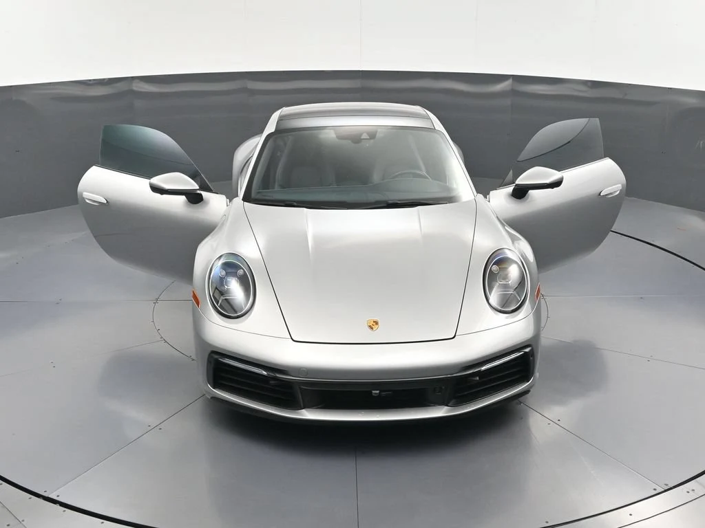 2020 Porsche 911 Carrera for sale, front three-quarter view, Silver