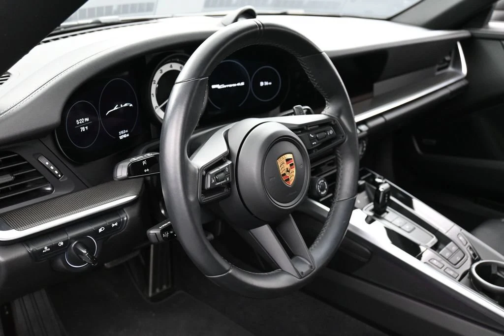 2023 Porsche 911 Carrera 4S Cabriolet interior, dashboard, Black/Chalk Stitching