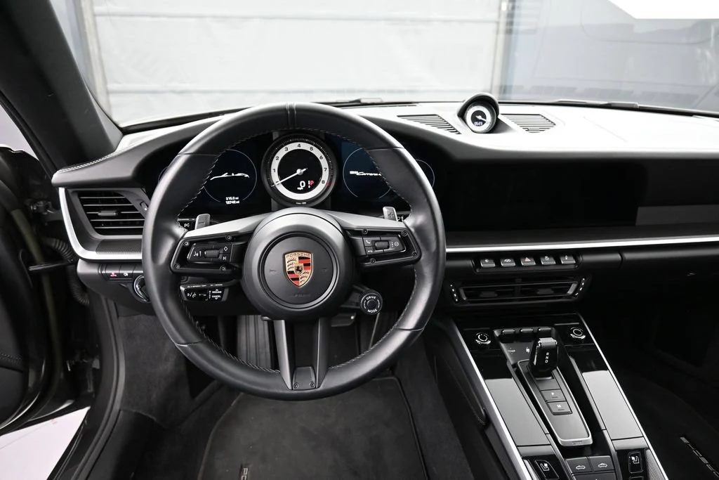 2023 Porsche 911 Carrera 4S Cabriolet interior, dashboard, Black/Chalk Stitching