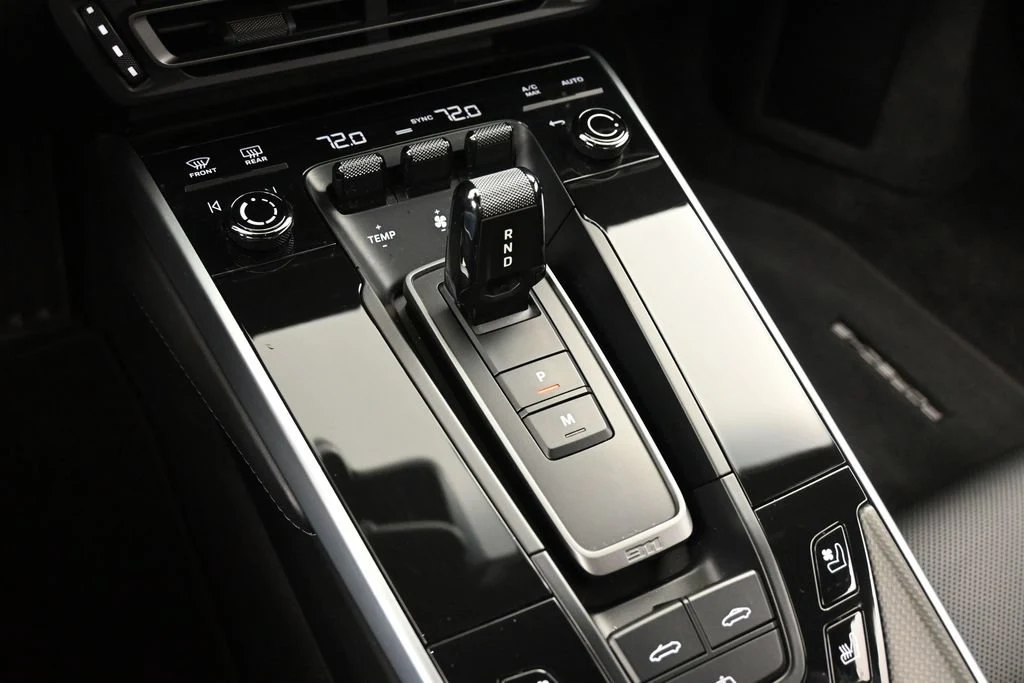 2023 Porsche 911 Carrera 4S Cabriolet interior, center console, Black/Chalk Stitching