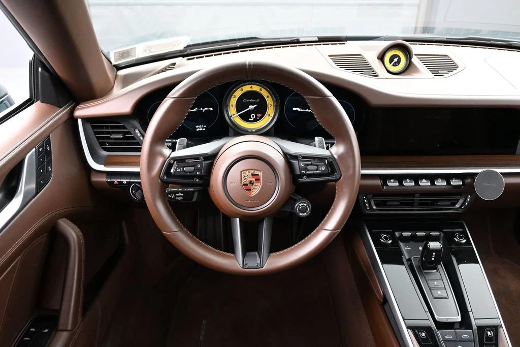 2024 Porsche 911 Turbo S Cabriolet interior, dashboard, Truffle Brown