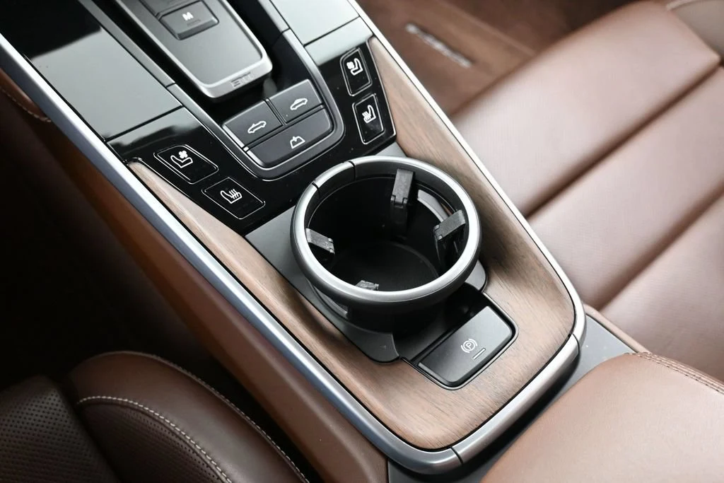 2024 Porsche 911 Turbo S Cabriolet interior, center console, Truffle Brown