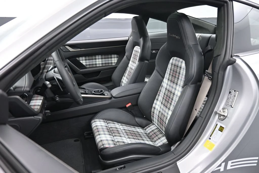 2025 Porsche 911 Turbo 50 Years interior, seats, Black with Tartan Fabric