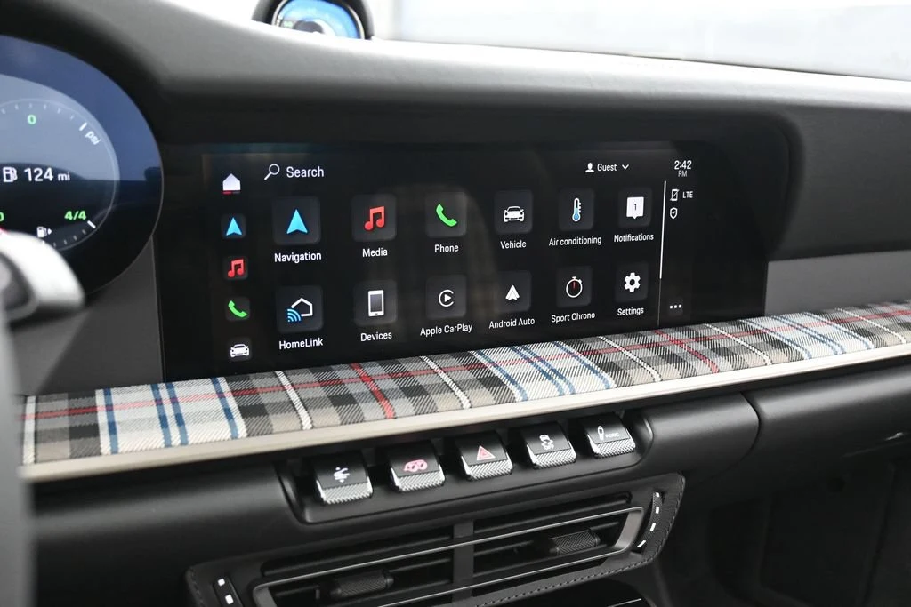 2025 Porsche 911 Turbo 50 Years interior, dashboard, Black with Tartan Fabric