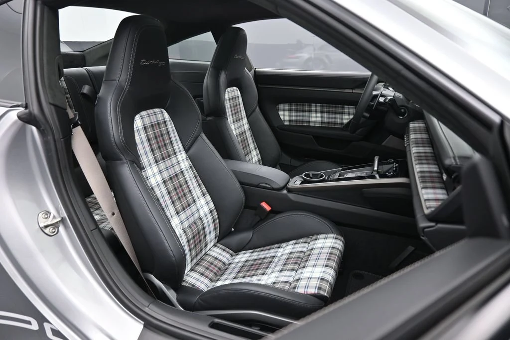 2025 Porsche 911 Turbo 50 Years interior, seats, Black with Tartan Fabric