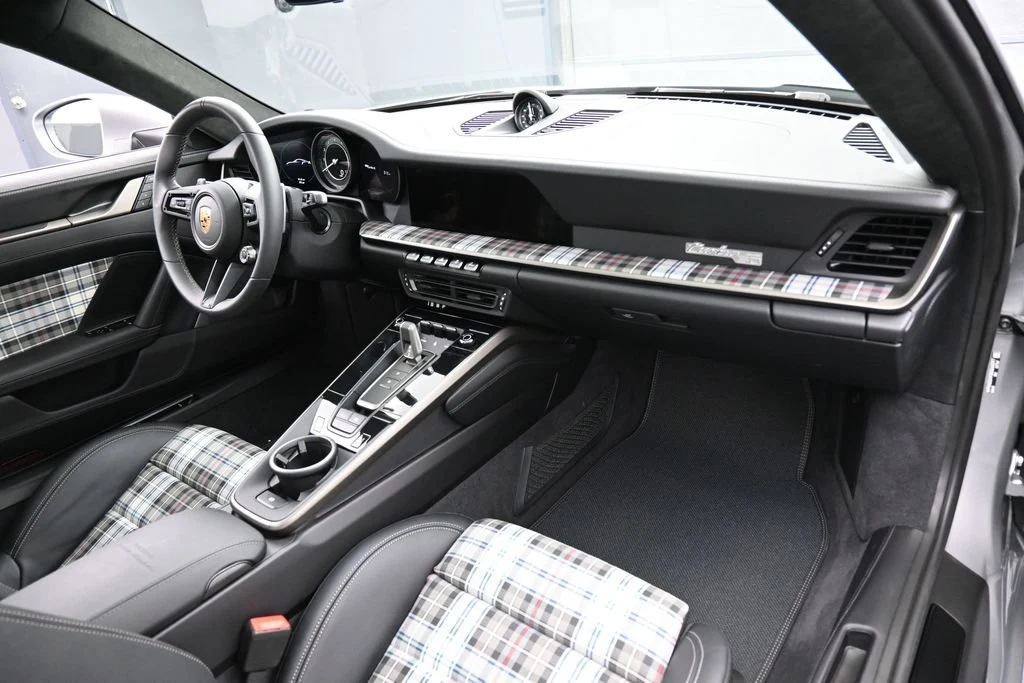 2025 Porsche 911 Turbo 50 Years interior, dashboard, Black with Tartan Fabric