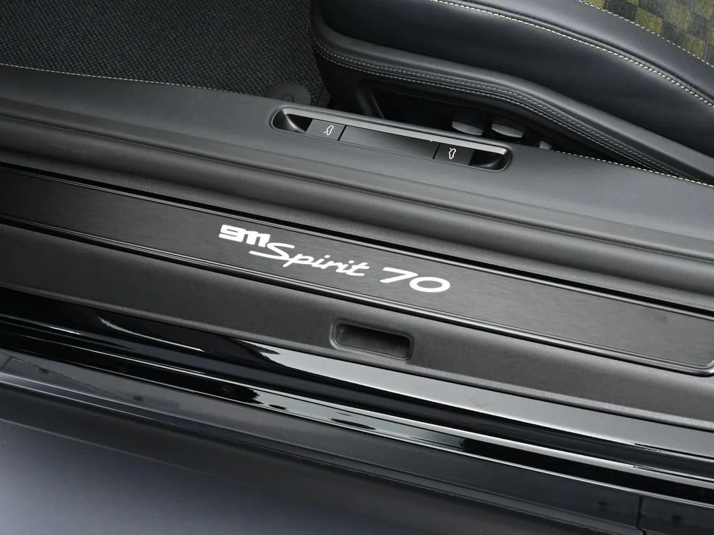 2026 Porsche 911 Spirit 70 interior, door sill, Black Olive Neo