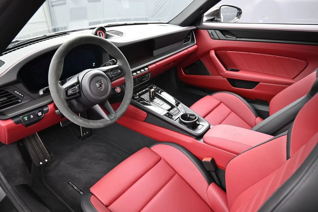 2026 Porsche 911 Turbo S Cabriolet interior, Black/Bordeaux Red