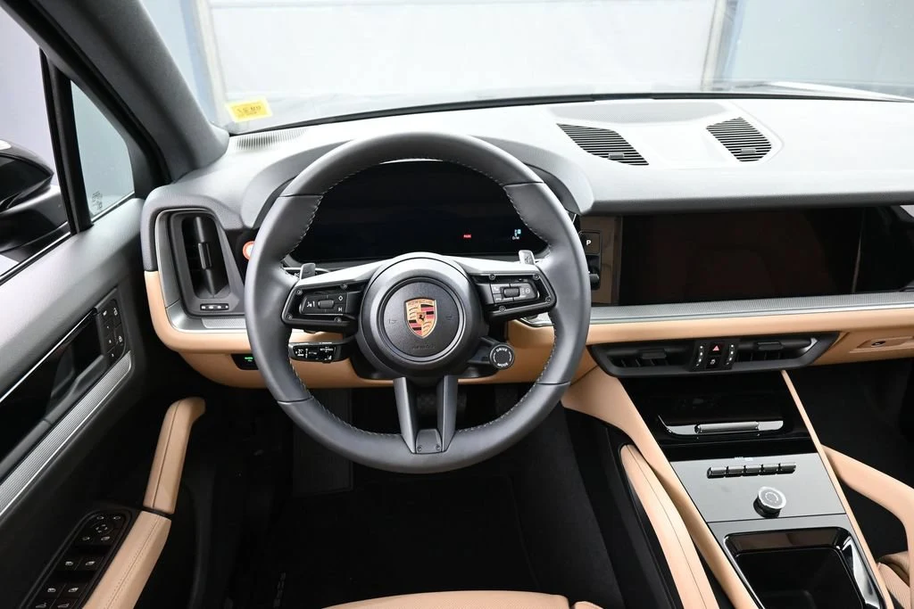 2026 Porsche Cayenne interior, dashboard, Black/Mojave Beige