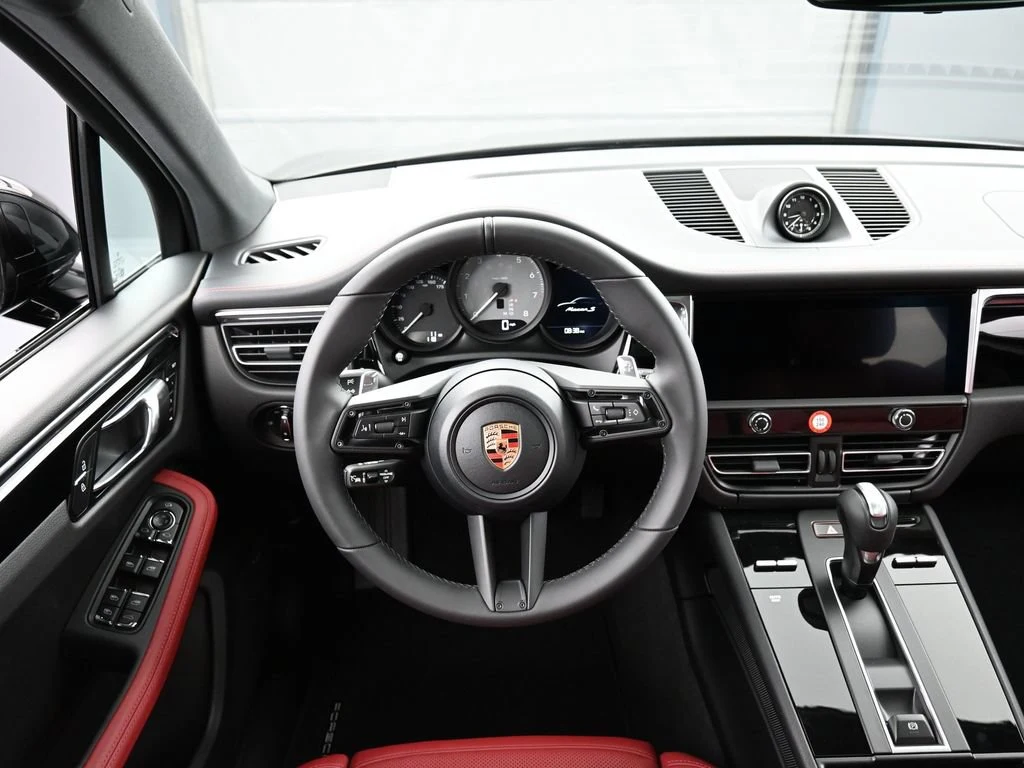 2026 Porsche Macan S interior, dashboard, Black/Bordeaux Red