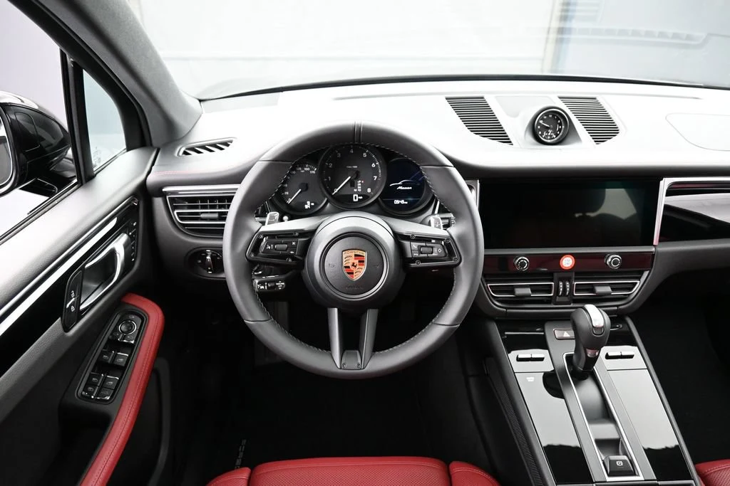 2026 Porsche Macan interior, dashboard, Black/Bordeaux Red