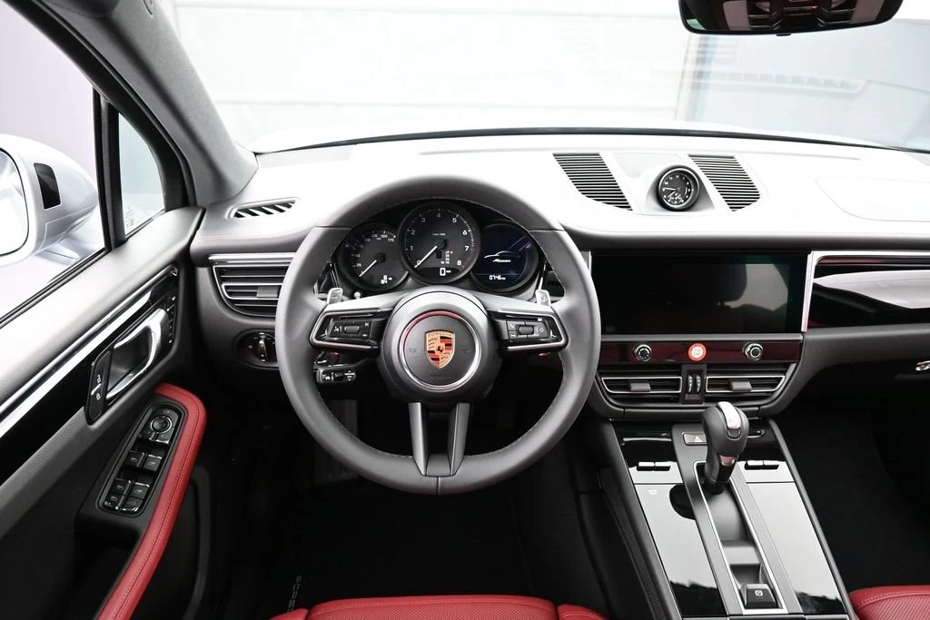 2026 Porsche Macan interior, dashboard, Black/Bordeaux Red