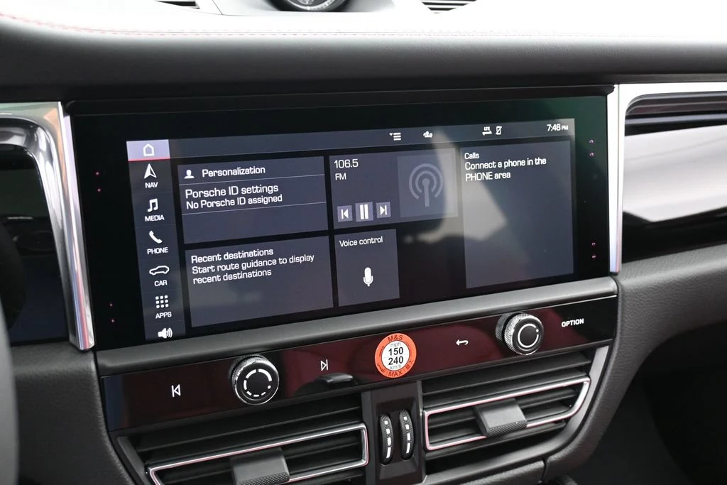 2026 Porsche Macan interior, dashboard, Black/Bordeaux Red