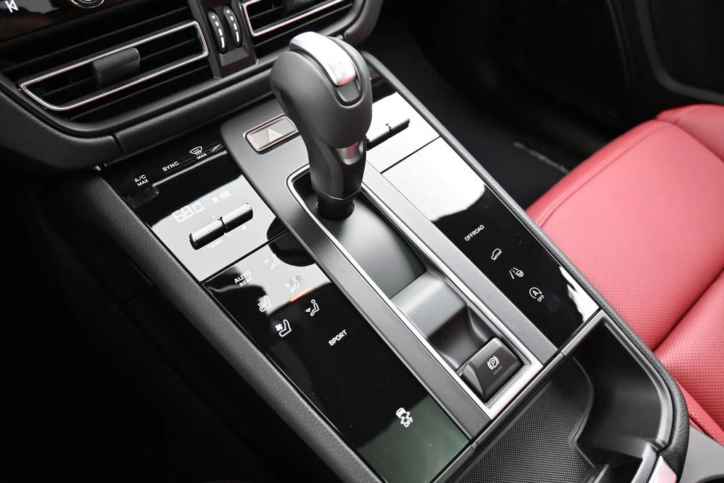 2026 Porsche Macan interior, center console, Black/Bordeaux Red
