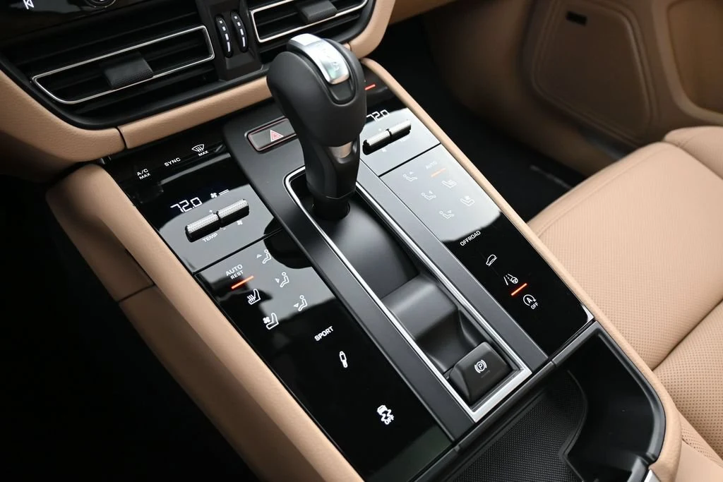 2026 Porsche Macan S interior, center console, Black/Mojave Beige
