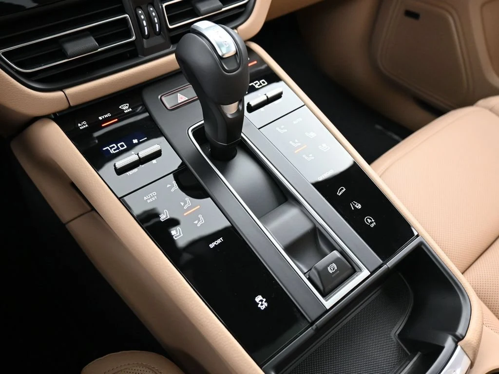 2026 Porsche Macan interior, center console, Black/Mojave Beige