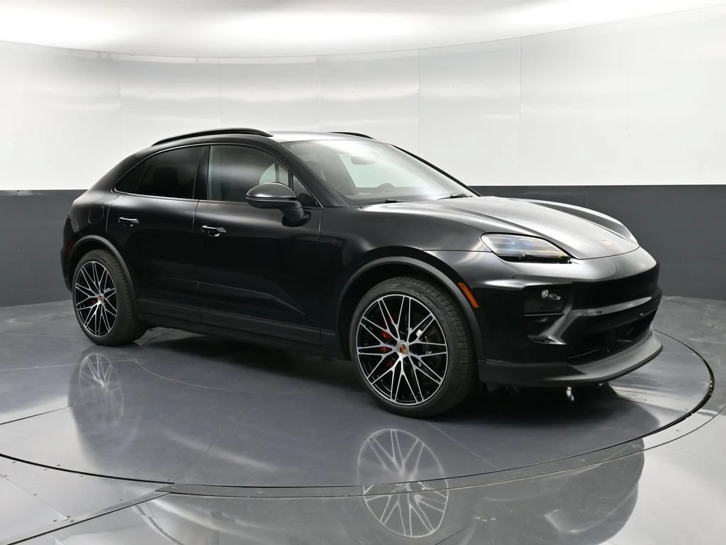 2025 Porsche Macan 4S Electric for sale, front three-quarter view, Black