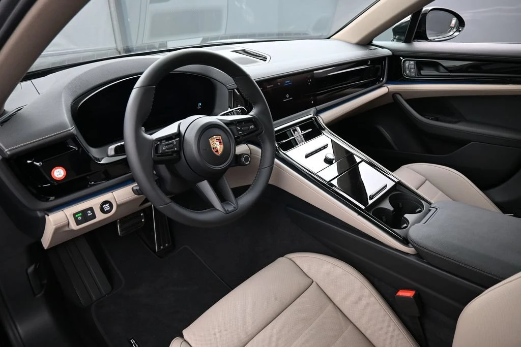 2026 Porsche Panamera 4 interior, dashboard, Black/Limestone Beige