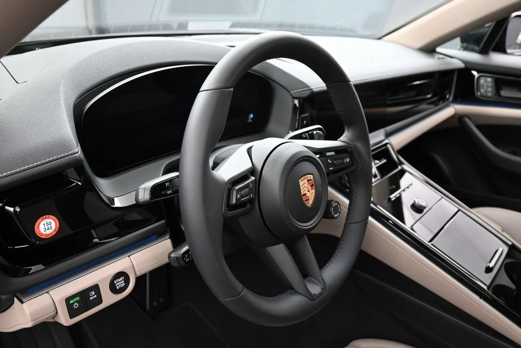 2026 Porsche Panamera 4 interior, Black/Limestone Beige
