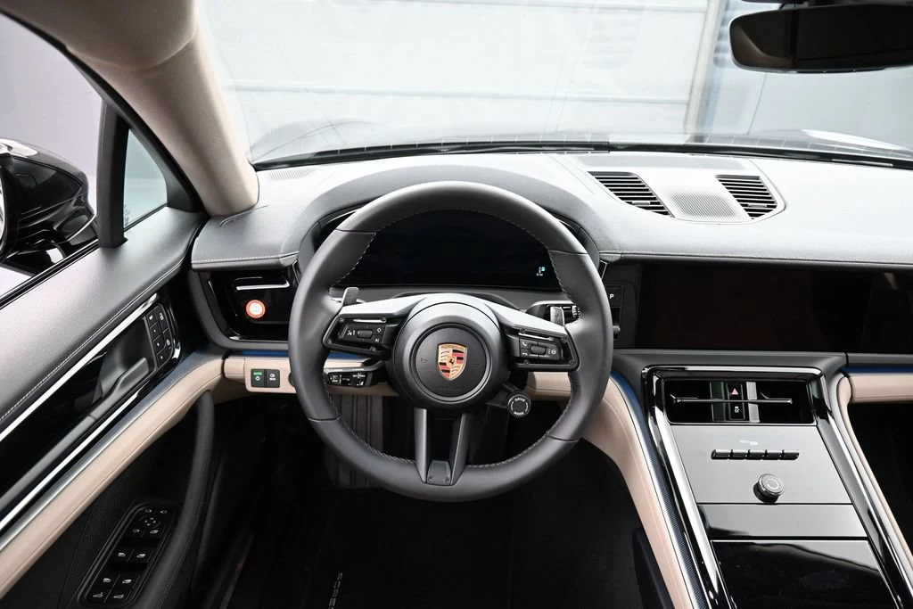 2026 Porsche Panamera 4 interior, dashboard, Black/Limestone Beige